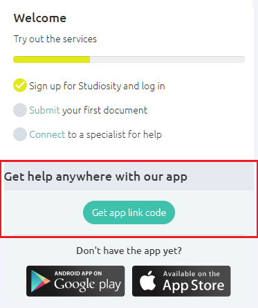 How to get an app PIN in Studiosity